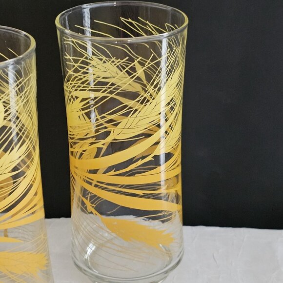 3 Libbey Golden Wheat Tumblers Glasses Coolers 6.5" yellow nature farmhouse 16oz - Picture 3 of 8